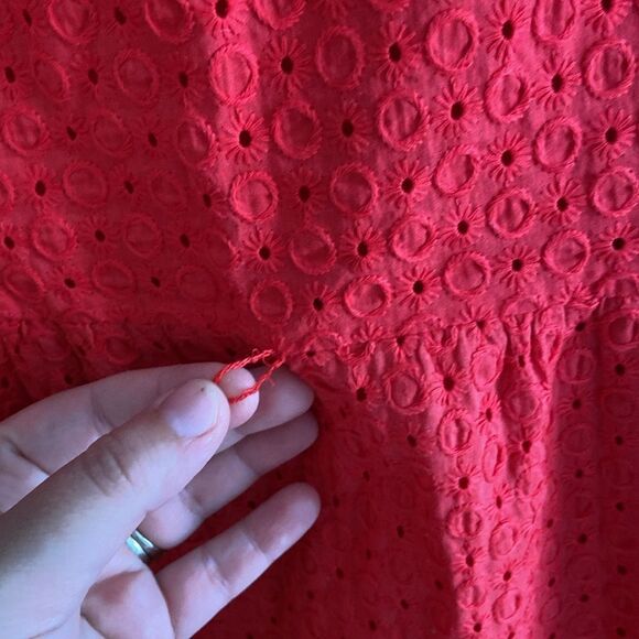 George Rock and Red Eyelet Cap Sleeve Fit and Flare Knee Length Casual Dress - Picture 4 of 13